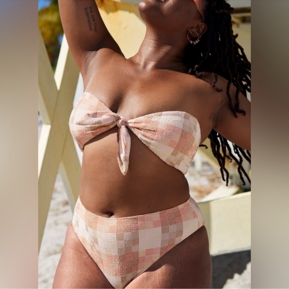 Aerie Patchwork Bandeau Bikini Top